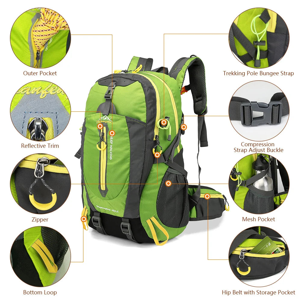 40L Water-Resistant Travel Backpack